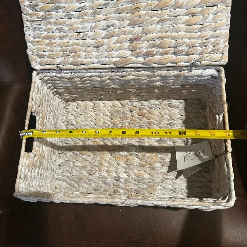 NWT Water Hyacinth Pantry Basket With Lid & Chalkboard Label